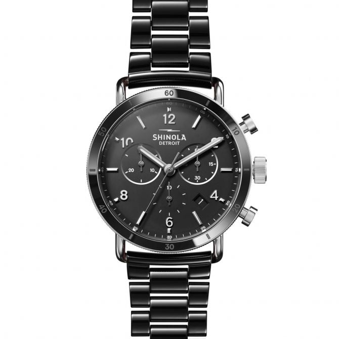 Shinola The Canfield Sport Chrono Black Ceramic Watch, Matte Black Dial, 40mm - S0120224030