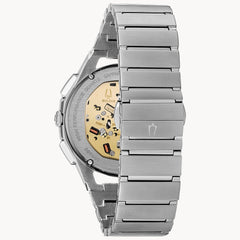 Bulova Mens Curv Chronograph Silver-Tone Stainless Steel Bracelet Watch 96A205