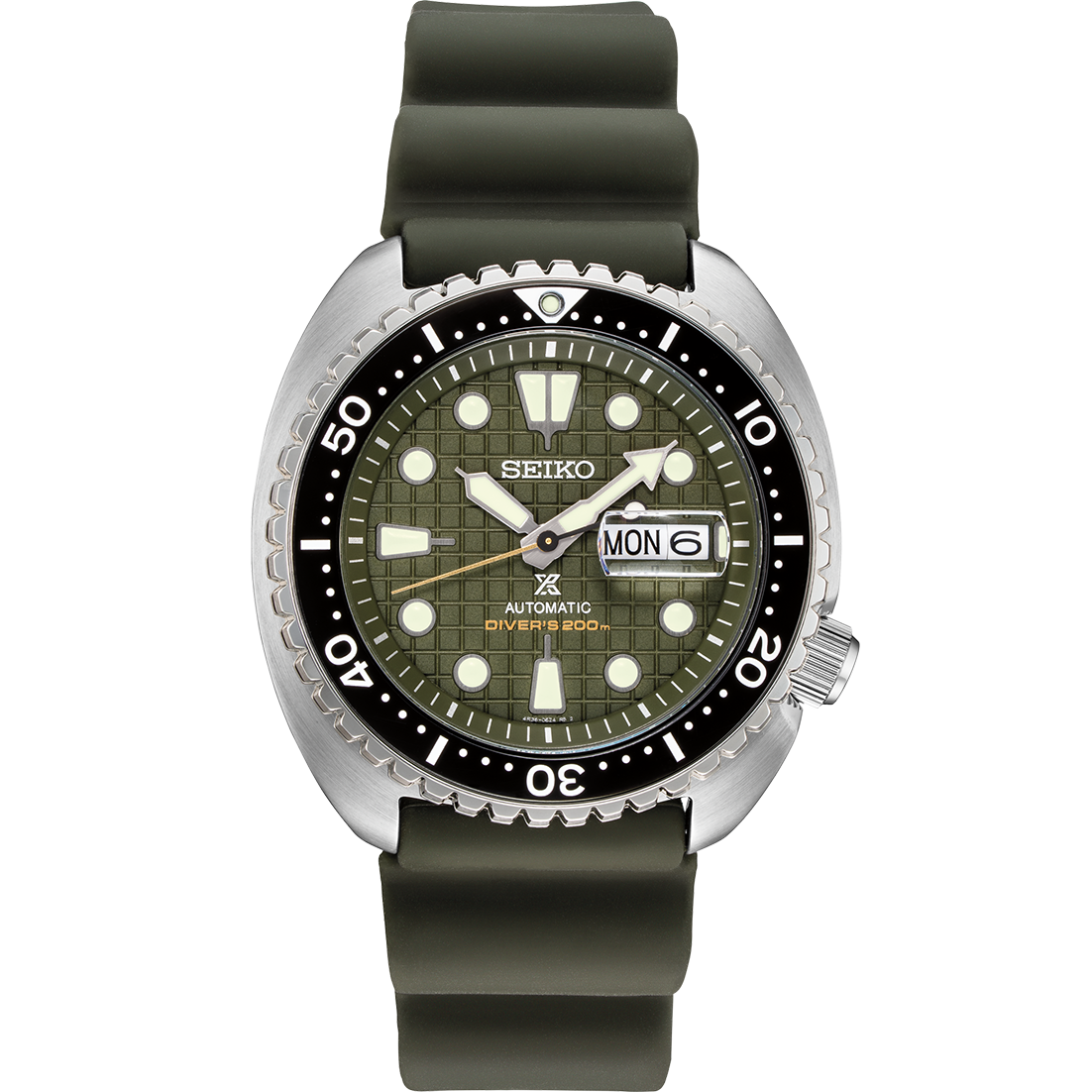 Seiko Men's Automatic Prospex King Turtle Green Silicone Strap Watch 45mm - a Special Edition SRPE05