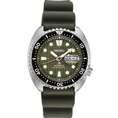 Seiko Men's Automatic Prospex King Turtle Green Silicone Strap Watch 45mm - a Special Edition SRPE05