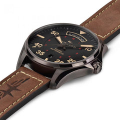 Hamilton Men's Swiss Automatic Khaki Pilot Brown Leather Strap Watch 42mm H64605531