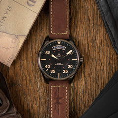 Hamilton Men's Swiss Automatic Khaki Pilot Brown Leather Strap Watch 42mm H64605531