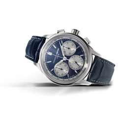 Men's Frederique Constant Flyback Chronograph Manufacture Blue Leather Strap Watch FC-760NS4H6