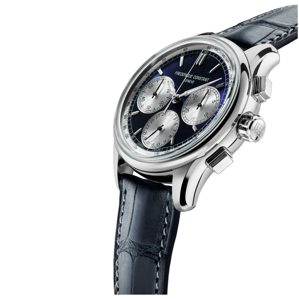 Men's Frederique Constant Flyback Chronograph Manufacture Blue Leather Strap Watch FC-760NS4H6