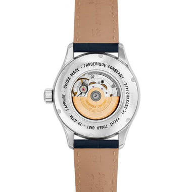 Men's Frederique Constant Yacht Timer GMT Blue Leather Strap Watch FC-350NT4H6