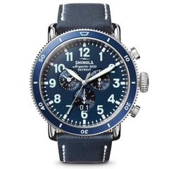 Men's Shinola The Runwell Sport Chrono 48mm Blue Leather Strap Watch S0120194489