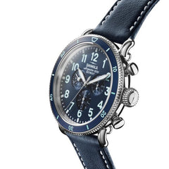 Men's Shinola The Runwell Sport Chrono 48mm Blue Leather Strap Watch S0120194489