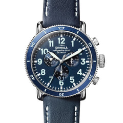 Men's Shinola The Runwell Sport Chrono 48mm Blue Leather Strap Watch S0120194489