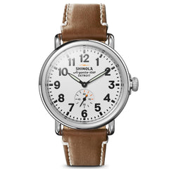 Men's Shinola The Runwell White Dial Leather Strap Watch, 41mm S0110000109