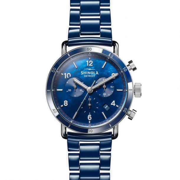 Shinola The Canfield Sport Chronograph Blue Ceramic Bracelet Watch | 40mm | S0120242287