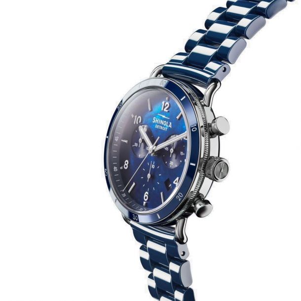 Shinola The Canfield Sport Chronograph Blue Ceramic Bracelet Watch | 40mm | S0120242287