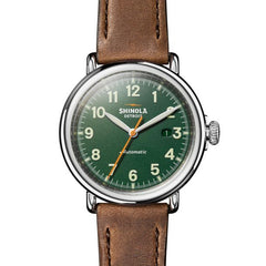 Shinola The Runwell Automatic Green Dial Leather Strap Watch S0120183141
