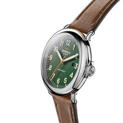 Shinola The Runwell Automatic Green Dial Leather Strap Watch S0120183141