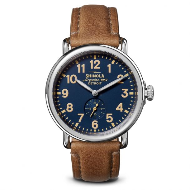 Shinola The Runwell Navy Dial and Brown Leather Strap Watch | 41mm | S0120250580