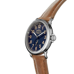 Shinola The Runwell Navy Dial and Brown Leather Strap Watch | 41mm | S0120250580