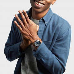 Shinola The Runwell Navy Dial and Brown Leather Strap Watch | 41mm | S0120250580