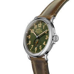 Shinola The Runwell Olive Dial and Brown Leather Strap Watch | 47mm | S0120250579