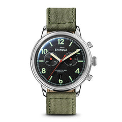 Shinola The Traveler Chronograph Black Dial Canvas Strap Watch | 42mm | S0120245782