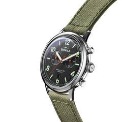 Shinola The Traveler Chronograph Black Dial Canvas Strap Watch | 42mm | S0120245782