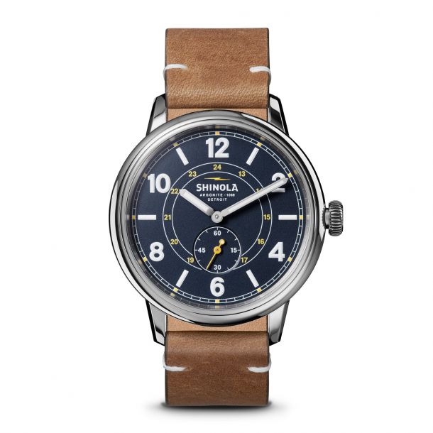 Shinola The Traveler Subsecond Blue Dial and Brown Leather Strap Watch | 42mm | S0120247328