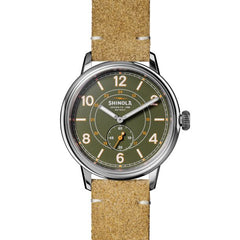 Shinola The Traveler Subsecond Green Dial and Brown Leather Strap Watch | 42mm | S0120247329