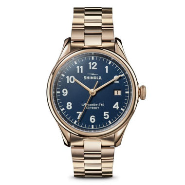 Shinola The Vinton 38mm Midnight Blue Dial Rose Gold-Tone Watch S0120194485